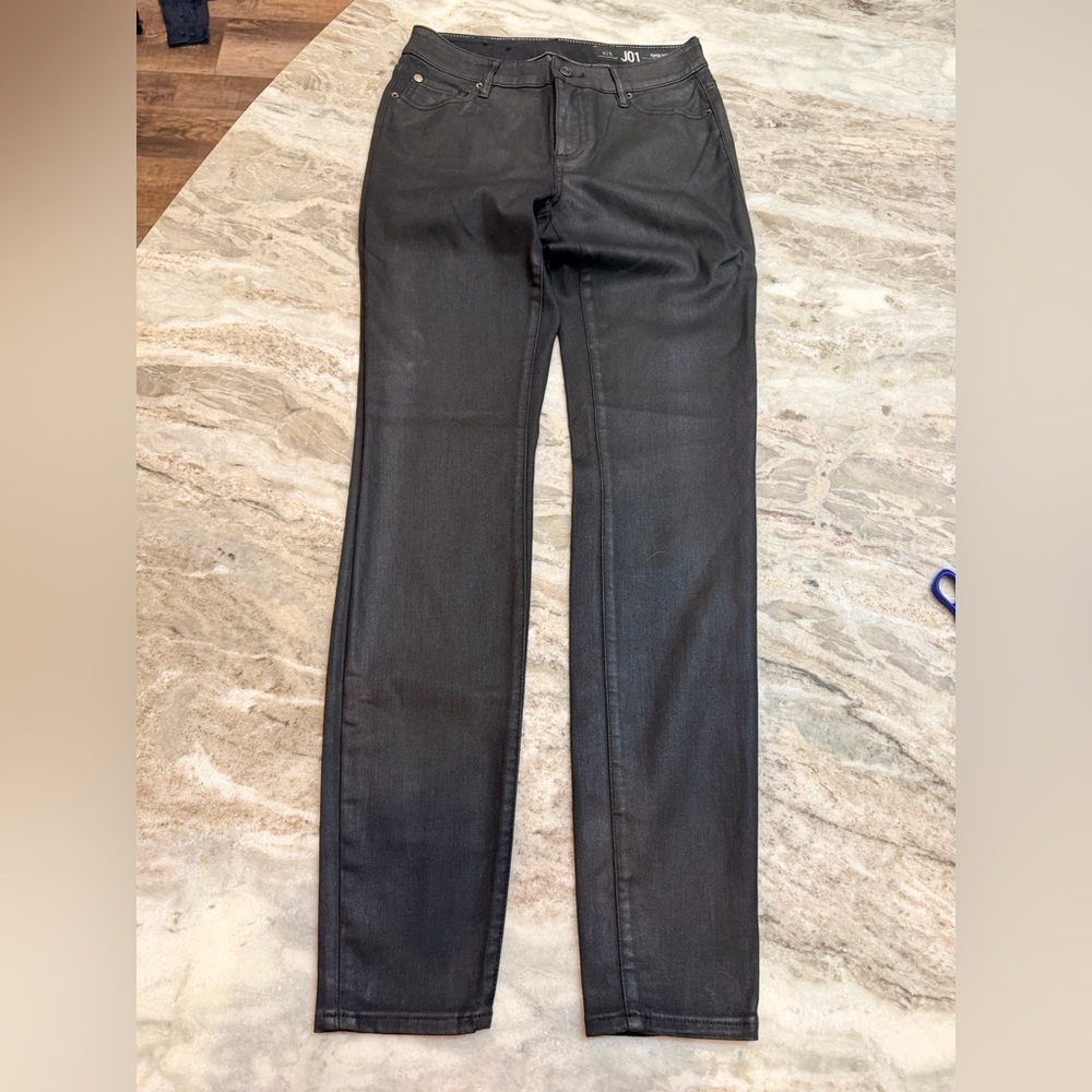 Armani Exchange Women’s 27 J01 Skinny Jeans Black Coated Denim Stretch Designer